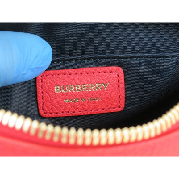$1290 BURBERRY RED LOGO PEBBLE LEATHER ZIP CROSSBODY CAMERA BAG Made in Italy - Picture 5 of 14